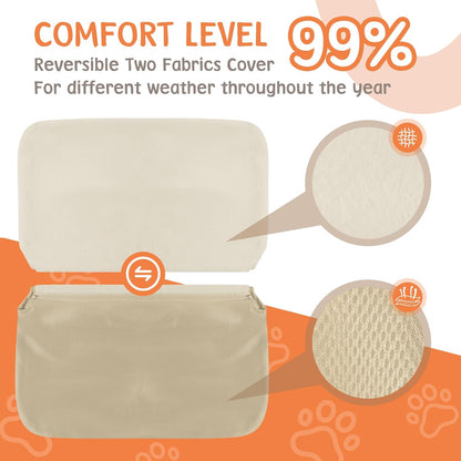 Cat Window Hammock 2-Pack,Foldable Cat Perch with Suction Cups & Metal Frame,Holds up to 40 lbs - Durable & Secure for Cats,Features 2-Sided Cushion & Easy Storage for Sunny Lounging(Beige)