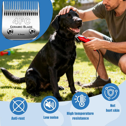 Dog Grooming Replacement Blades Compatible with Andis Dog Clipper, Dog Clipper Blades Compatible with Oster A5,Wahl KM-10 Series Dog Clipper, 4FC Blades (9.5mm)