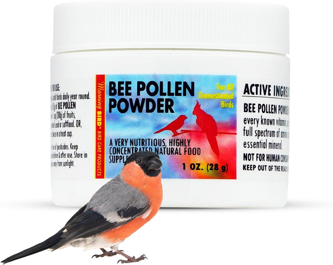 Morning Bird Bee Pollen Powder for Birds 1 Oz – Complete Nutrition with Protein, Amino Acids & Immune Support – Bird Vitamin & Mineral Supplement for Daily Health & Wellness