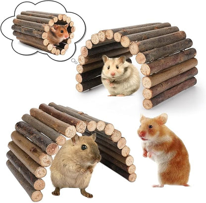Hamster Toys Guinea Pig Toys Hamster Wheel Hamster Cage Accessories Small Animal Molar Chew Toys for Chinchillas,Gerbils,Mice,Rats,Mouse,Rabbit,Bunny Hideout Seesaw (Bendable Hideout(2 Packs))
