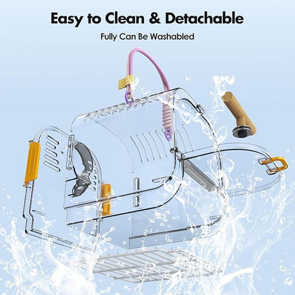 Small Bird Travel Carrier, Portable Bird Cage for Small Bird Parrot Parakeet with Shade Cover and Standing Perch, Lightweight Bird Carry Transport Cage for Vet Visit Shopping and Outdoor Adventure