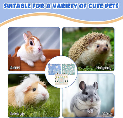 3pcs Hay Bag for Rabbits, 3 Holes Guinea Pig Hay Bag Hanging Hays Feeder Save Space Large Capacity Storage Dispenser for Bunny Chinchillas Hamsters Rats and Other Small Pets Small Animal