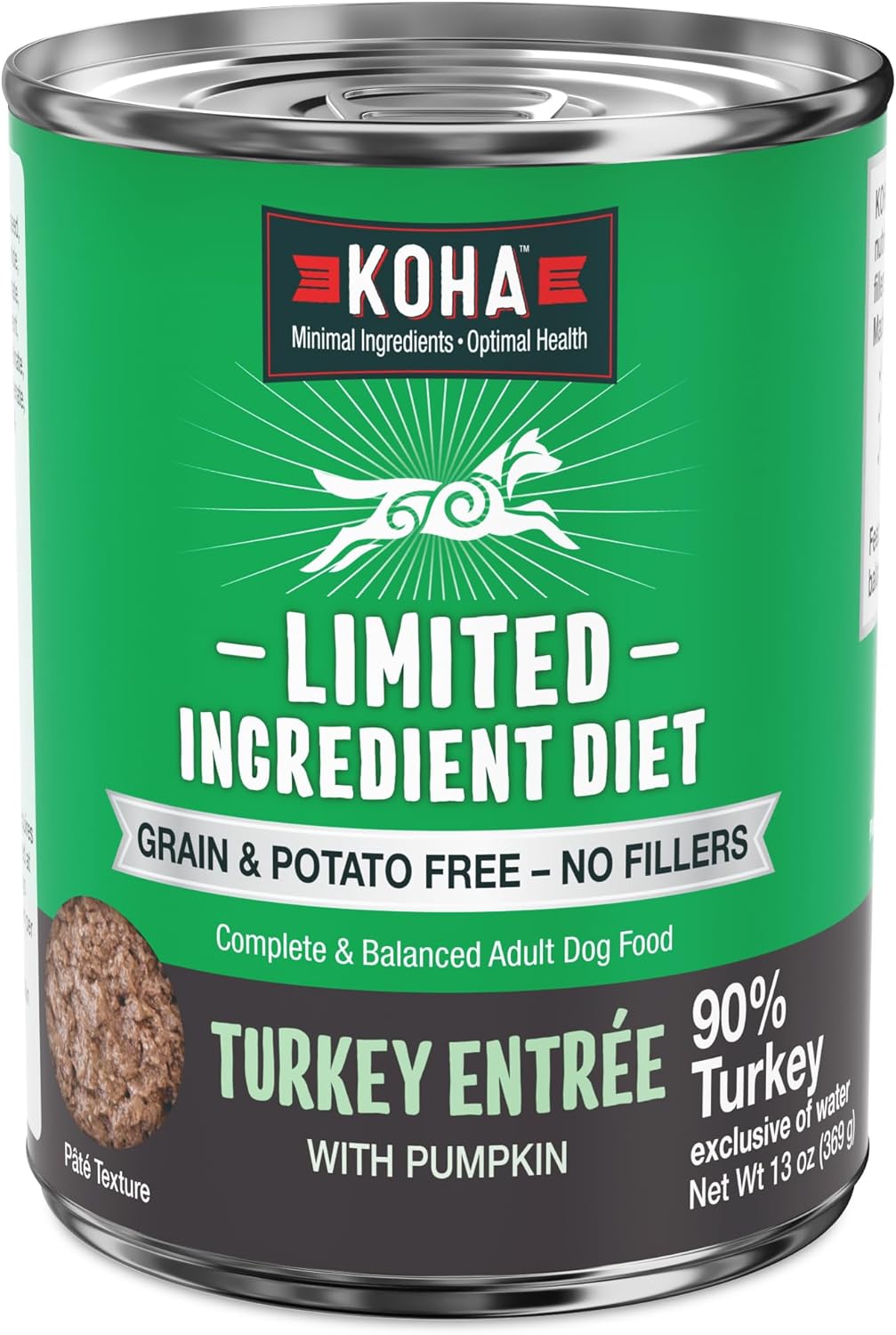 KOHA Limited Ingredient Diet Turkey Entrée for Dogs - Grain Free Wet Dog Food with No Fillers - Sensitive Stomach Canned Dog Food - 13 oz Pack of 12