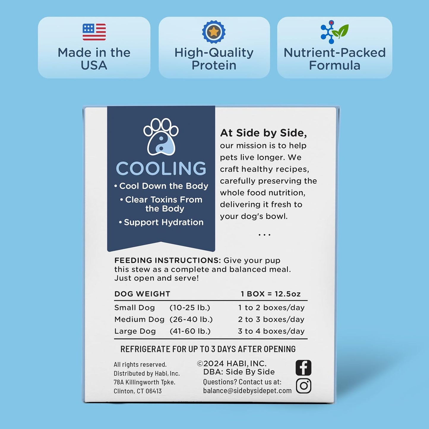 Side by Side Pork & Rabbit Stew - Cooling Wet Dog Food & Dog Food Topper for All Breeds - Made with Nutrients & Whole Raw Ingredients - No Artificial Additives or Fillers - USA Made (12.5 oz, 6-Pack)