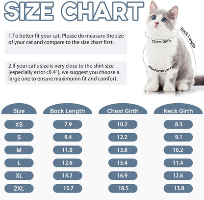QBLEEV Cat Pajamas for Cats Only, Sticky Hair Cat Clothes, Cat Onesie for Cats After Surgery Female Male, Surgical Cat Recovery Suit Full Bodysuit, Long Sleeve Cat Shirts Outfits to Prevent Licking