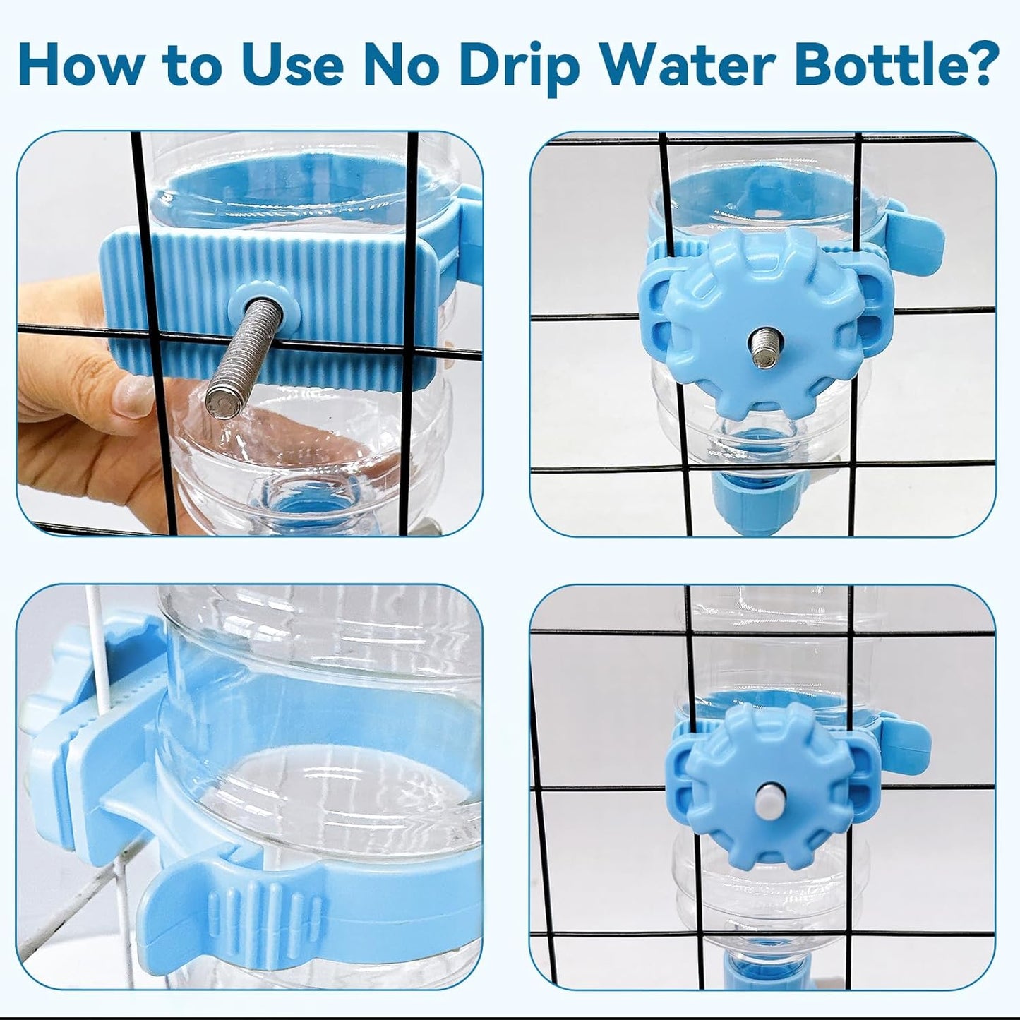 16.7oz Guinea Pig No Drip Water Bottle,Rabbit Hanging Leakproof Water Dispenser,Bunny Automatic Feeder,Ferret Cages Crate Accessories for Chinchilla Hedgehog Squirrel (Blue)