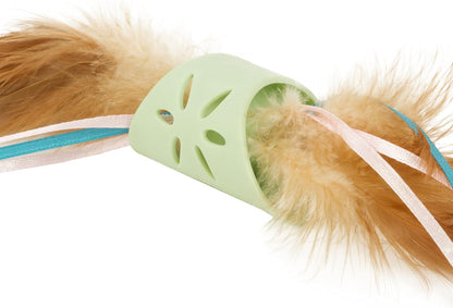 SmartyKat Flutter Roller Feather & Ribbon Chase Cat Toy - Green, One Size