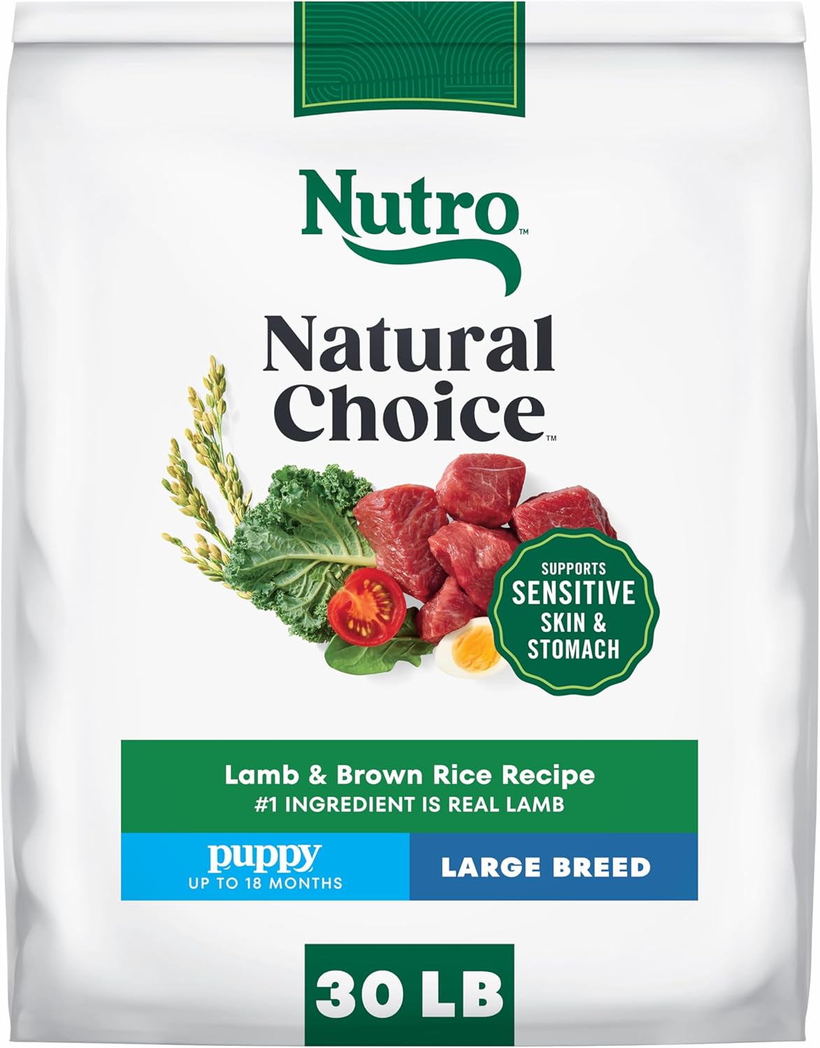 Nutro Natural Choice Lamb & Brown Rice Large Breed Puppy Food Dry Recipe, 30 lb. Bag