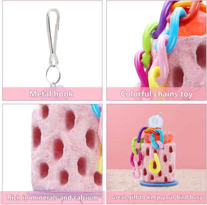 Bird Beak Grinding Parakeet Treats Bird Calcium Chewing Toy for Budgies Parakeet Cockatiel Conure Hamster (Random Color) (Small (2 pcs))