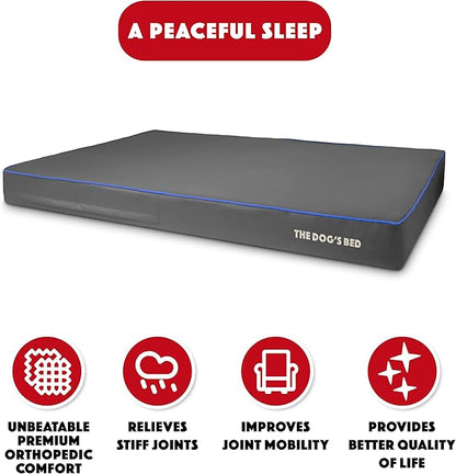 The Dog’s Bed Orthopedic Memory Foam Dog Bed, XXXL Grey/Blue, Pain Relief for Arthritis, Hip & Elbow Dysplasia, Post Surgery, Lameness, Supportive, Calming, Waterproof Washable Cover