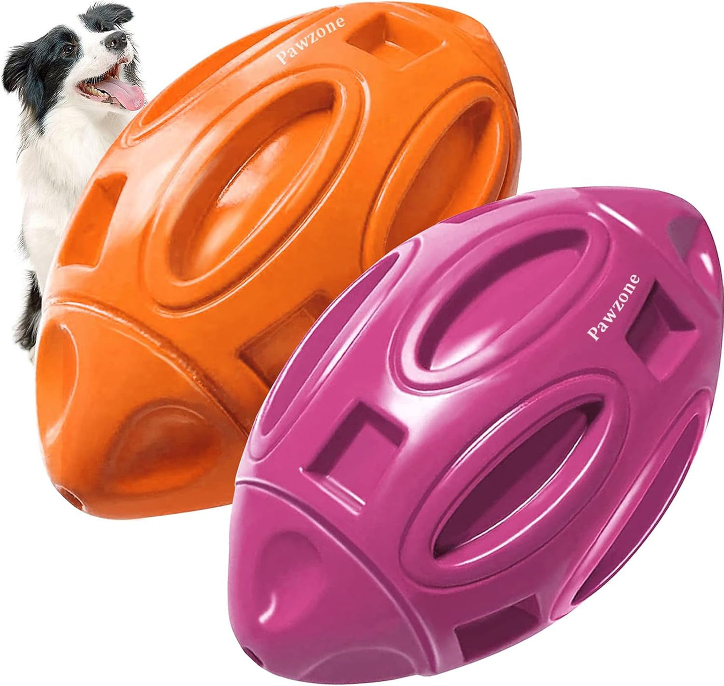 Pawzone 2 Pack Squeaky Dog Toys for Aggressive Chewers Large Medium Small Puppy Interactive Dog Chew Toy Durable Rubber Indestructible Tough Ball