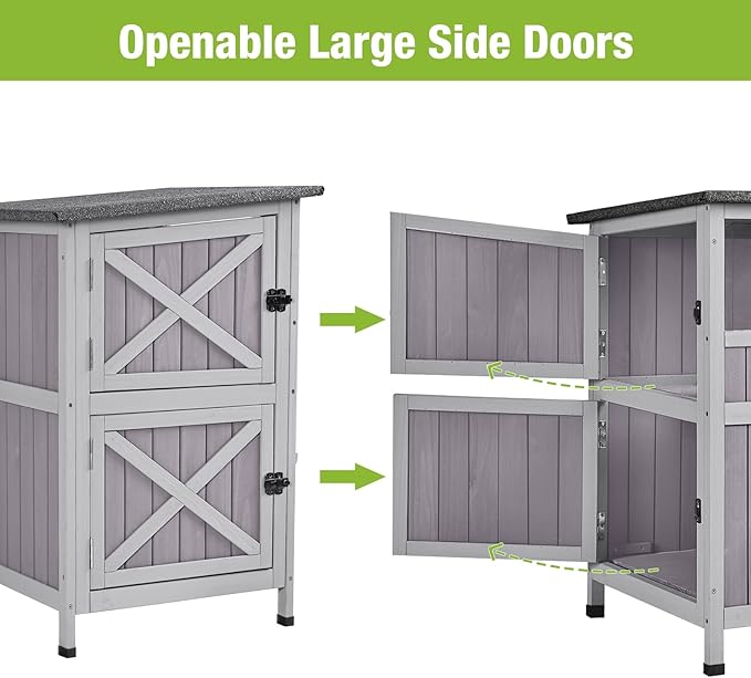 Outdoor Feral Cat House Outside Kitten Shelter 2 Story Cat Catio Enclosure Weatherproof Waterproof