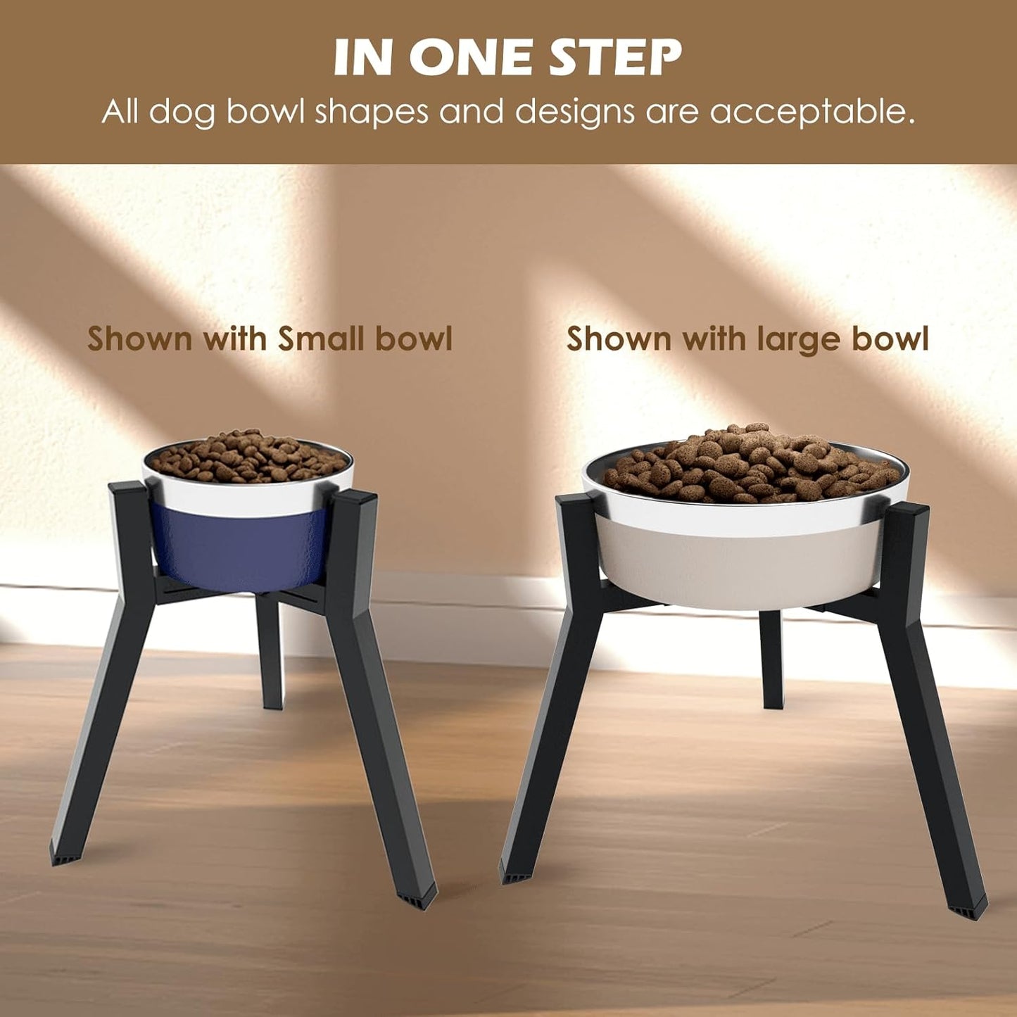 Elevated Dog Bowls for Large and Extra Large Dogs, Adjustable Width Dog Bowl Stand for 7-10.6" Wide Bowls, Food and Water Feeder, 13.7 in Tall Single Holder (Bowl Not Included)