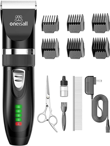 oneisall Quiet Cat Clippers for Matted & Long Hair, 2-Speed Cordless Pet Shaver Grooming Kit for Cats, Small Dogs & Animals (Black)