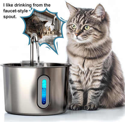 Cat Water Fountain, 74oz/2.2L Cat Fountain for Drinking - Pet Water Fountain Stainless Steel for Cats Inside - Quiet Water Bowl Dispenser - Kitty Drinking Fountains - for Pets& Small Animals