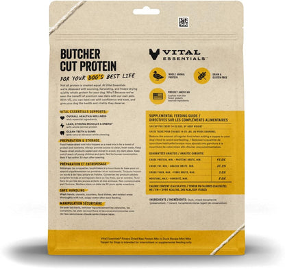 Vital Essentials Freeze Dried Raw Protein Mix-in Dog Food Topper, Duck Mini Nibs Topper for Dogs, 18 oz