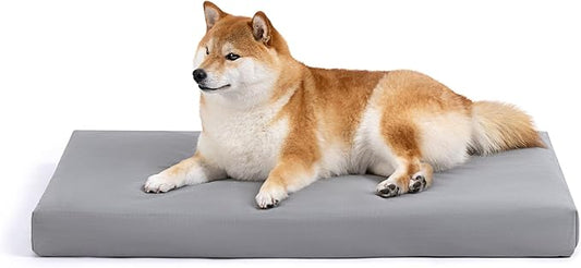 Cybarmour Chew Proof Dog Bed - Orthopedic Indestructible Dog Crate Pad - Outdoor Waterproof Kennel Mat for Aggressive Chewers - Medium Breeds & Fits 30-Inch Crate - 29"x18", Limestone