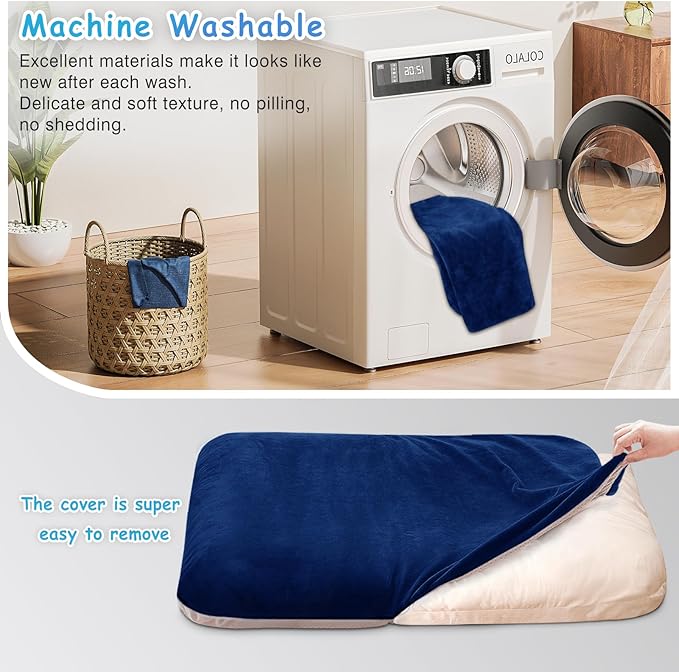 Magic Dog Super Soft Extra Large Dog Bed Jumbo Pet Beds Orthopedic 47 Inch Washable Anti Slip Dog Sleeping Mattress with Removable Cover, Blue XL