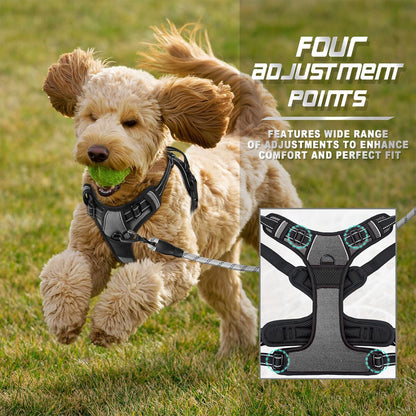 BARKBAY No Pull Dog Harness Front Clip Heavy Duty Reflective Easy Control Handle for Large Dog Walking(Dark Grey,XS)