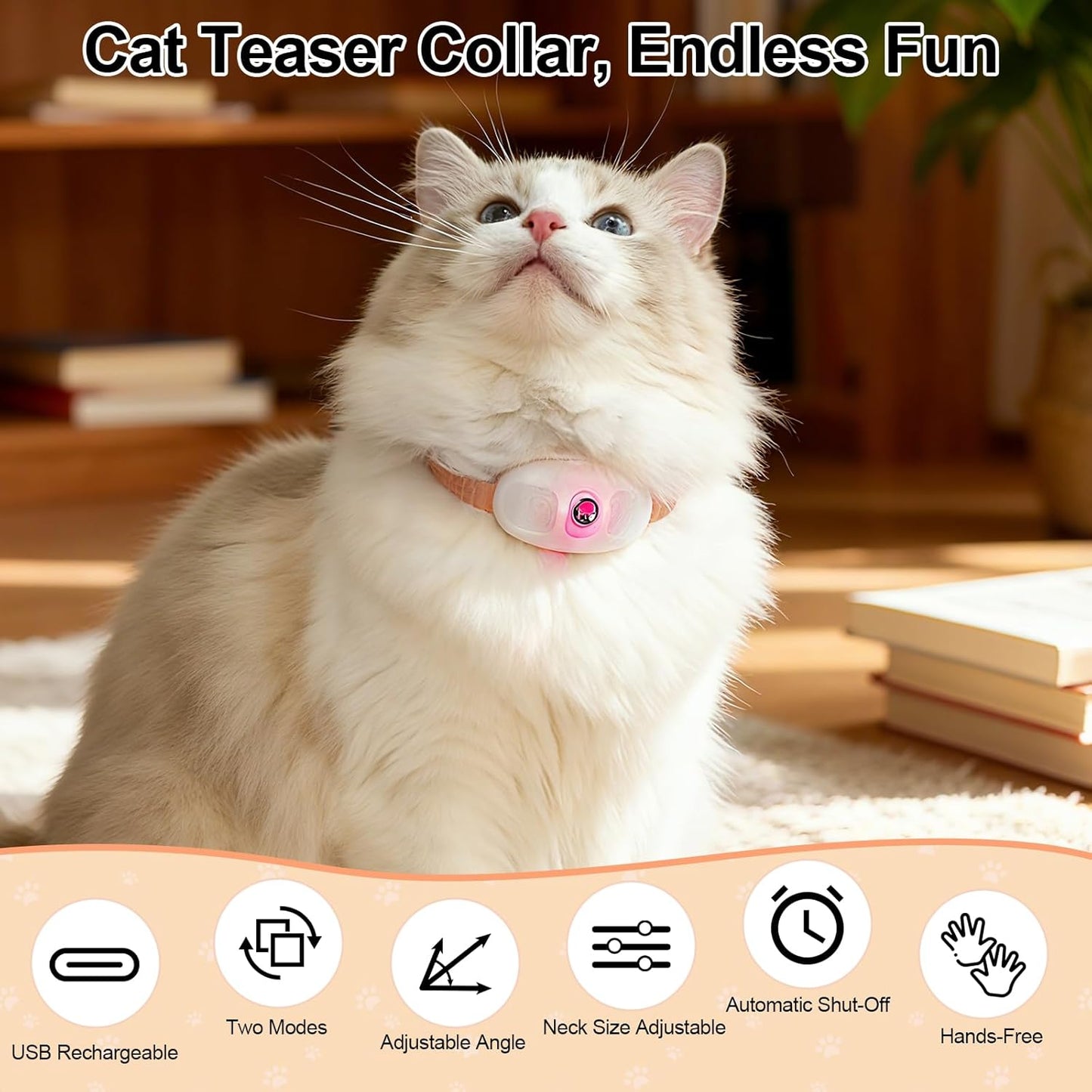 Walfront Cat Toys, Interactive Laser Cat Toys for Indoor Cats, USB Rechargeable Kitten Toy, Adjustable 9.1–13.4"(23-34cm), 2 Models & 41°Adjust Angle, Automatic Cat Toy for Chase Fun Play Exercise