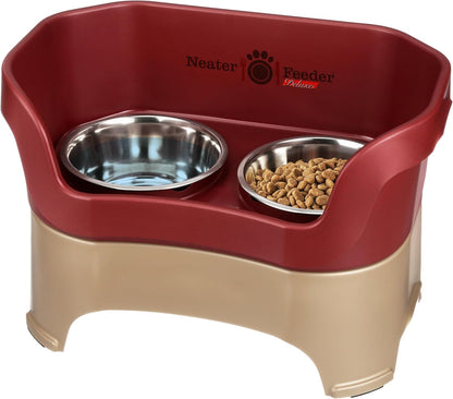 Neater Pet Brands Neater Feeder Deluxe Mess Proof Dog Bowls Elevated for Large Dogs Over 40 lbs, Made in USA, No Spill Raised Dog Food Bowl Stand Feeding Station, Food and Water Bowl Set, Cranberry