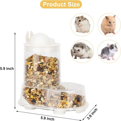 Wontee Hamster Feeder Food Bowl Automatic Dispenser for Dwarf Syrian Hamsters Mice Gerbils Rats or Other Similar-Sized Small Pets