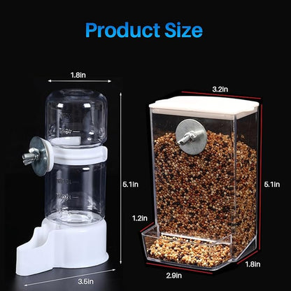 Bird Water Feeder for Cage, Transparent Acrylic Birds Cage Suspended Automatic Pet Bird Water Dispenser, Parakeet Feeder for Budgie Cockatiel Lovebirds Canary Finch Rabbit Conure Lovebirds