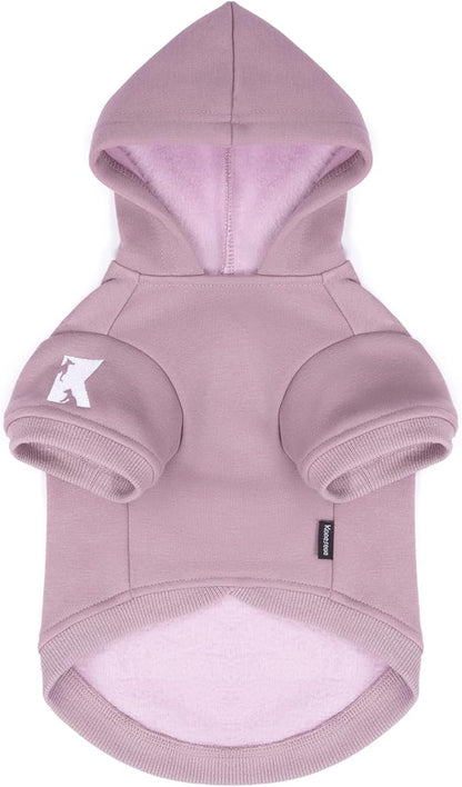 Koneseve Dog Hoodie & Cat Sweater, Warm Fleece Hooded Sweatshirt with Pocket for Small to Large Pets, Cozy Winter Outfit, Purple, 4XL