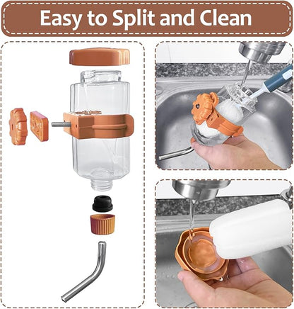 LOS ANDES 5.2oz Hamster Water Bottle No-Drip Mice Water Dispenser Leak-Proof Water Feeder for Gerbils/Sugar Gliders/Rat, Small Pets Cage Water Bottles, 155ml, Orange