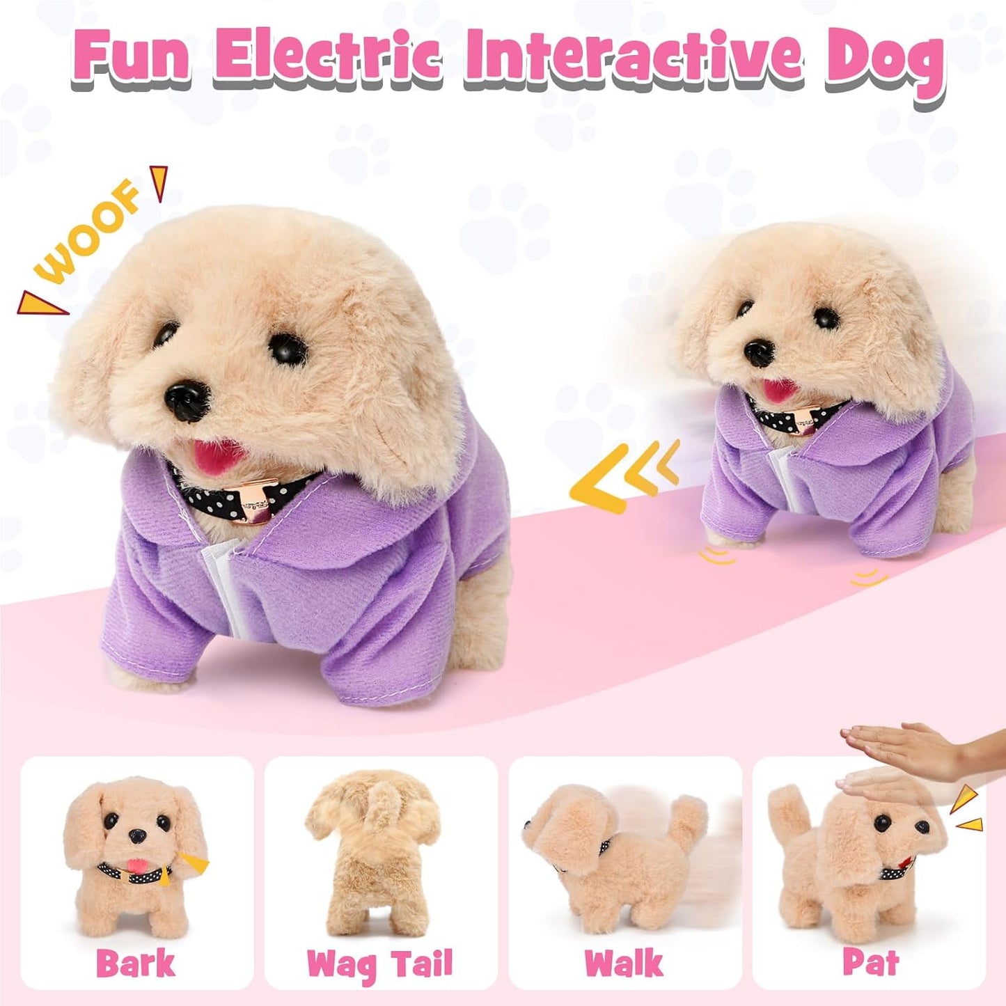 17pcs Robot Dog Toys for Girls Kids Boys 3-6, Realistic Interactive Robot Puppy Dog Plush Toys with Walk & Bark, Pretend Play Puppy Pet Care Playset, 3 4 5 6 Year Old Girl Birthday Gift Ideas