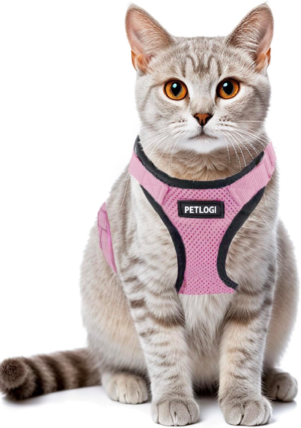Cat Harness Escape Proof with Leash for Walking, Travel Vest Soft Chest Support, Adjustable Size, Escape Proof Soft Adjustable Vest Harnesses, Breathable, Kittens, Small Dogs (美/背縄/粉1/S)