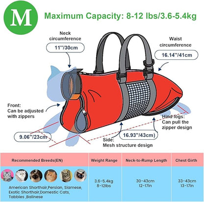 Cinf Cat Nail Clipping Cleaning Grooming Restraint Bag No Scratching Biting for Bathing Nail Trimming Injecting Examining(Pure Red,M)