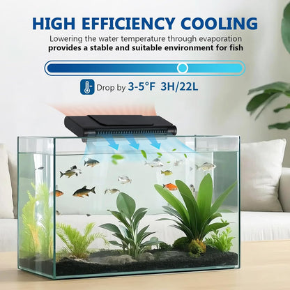 BAOSHISHAN Aquarium Chiller Fan, Powerful Fish Tank Cooler with Light, Adjustable Wind Speed & Brightness, Super Quite Fan for Axolotl Coral Fish Tank