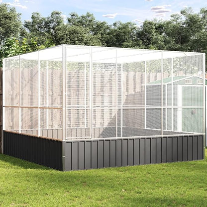 Galvanized Steel Large Flight King Bird Cage, Steel Outdoor Aviary, Outdoor Indoor Large Bird Cage Aviary Pet House for Cockatiels African Parakeets, 122.4"x120.9"x83.5",-303