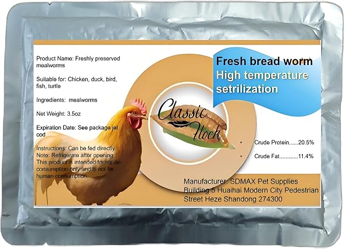 3.5 Ounce High Temperature Steamed Yellow Pink Worm - Natural High Protein Food for Chicken, Bird, Tortoise and More