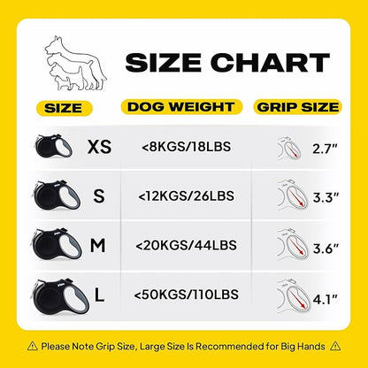 Fida Retractable Dog Leash, 16 ft Dog Walking Leash for Small Dogs up to 26 lbs, 360° Tangle Free, Black