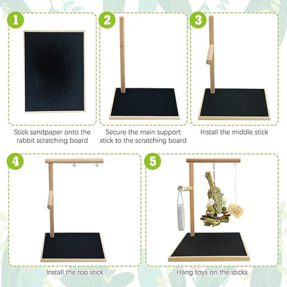 kathson Rabbit Toys for Bunnies Boredom, Rabbit Chew Toys for Teeth Grinding Wooden Bunny Scratching Board Small Animals Play Toy for Guinea Pigs Hamsters Chinchilla Other Rodent Pets