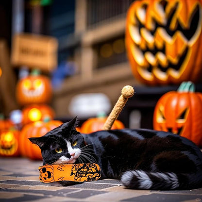 PET SHOW 8 Pack Halloween Cat Kicker With Catnip Crinkle Sound for Indoor Cats - Cute Ghost Pumpkin Plush Kittens Shape Natural Interactive Pet Kitty Toy