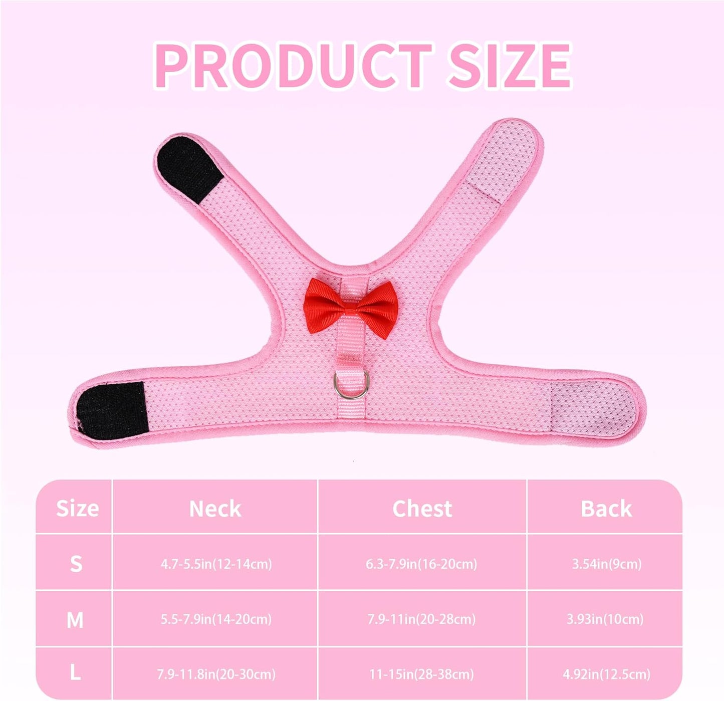 AIITLE Bunny Harness and Leash Set with Cute Bow, Soft Breathable Mesh Vest Harness for Rabbits Kitten Ferret Small Pig Puppy Walking Supplies Pink M