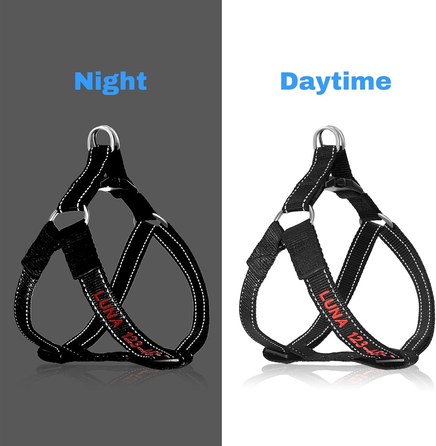 Personalized Dog Harness - Custom No Pull Pet Harness with Name and Phone Number - Adjustable Dog Vest with Reflective Strips