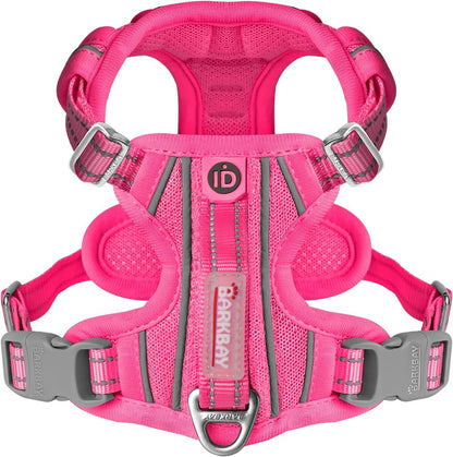 BARKBAY Dog Harness No Pull with ID Tag Pocket - Heavy Duty, Reflective, Easy Control for Large Dogs(Pink,M)