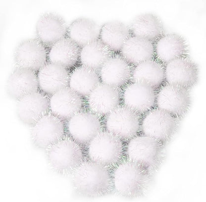 VAPKER 30 Pcs Cat Toys - Sparkle Balls, Extra Large 2 Inch Glitter Balls, White Color