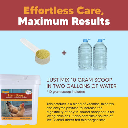 Flock PRO Hen Boost - Digestive Supplement for Hens | Chicken Vitamins and Supplements | Probiotics, Digestive Enzymes, Electrolytes for Adult Poultry-5lb