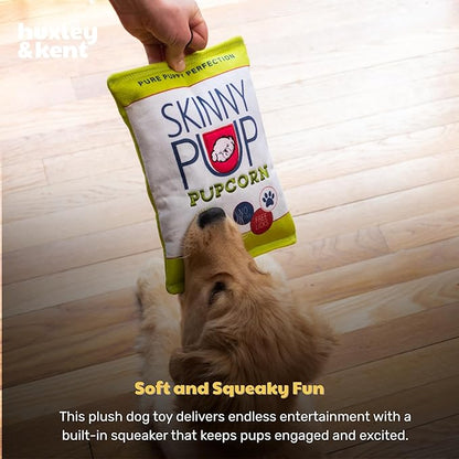 Huxley & Kent Funny Dog Toy w/Squeaker – Power Plush Squeaky Dog Toys for Small, Medium & Large Dogs – Soft Stuffed Animal for Indoor Play & Fetch - Skinny Pup, Small