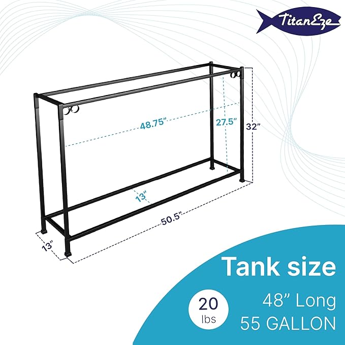 TITANEZE 55 Gallon Double Aquarium Stand (2 Stands in 1), Fish Tank Stand, Bird Cage Stand, 50.5" W x 32" H x 13" D