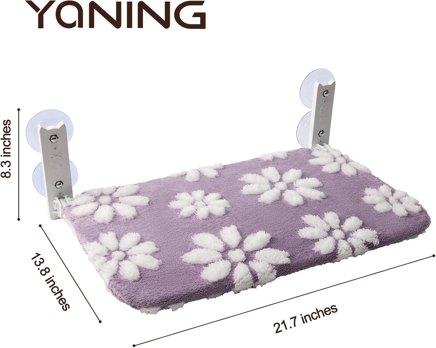 Cat Window Perch, Foldable Cat Window Hammock with Cute 3D Textured Flower Cover and Strong Suction Cups, Cordless Window Seat Bed for Indoor Cats (Purple, Large)