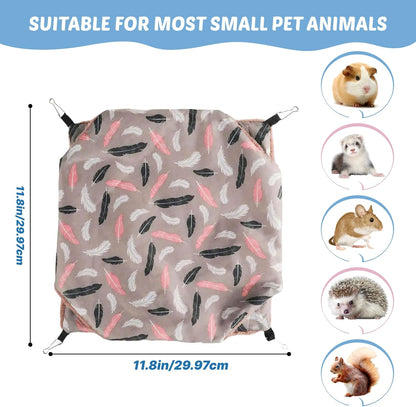 LYART 2 Pieces Guinea Pig Rat Ferret Hammocks and Warm Beds for Small Animals Pet, Squirrel Rat Ferret Cage Accessories and Toys for Sugar Glider Guinea Pig Hamster (1.Flamingo+Feather)