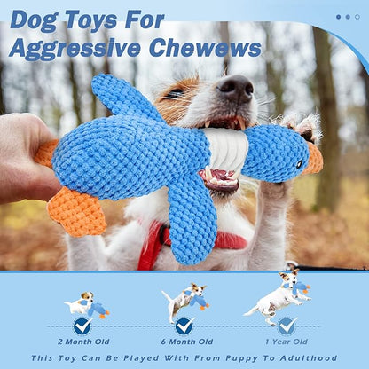 Vitscan 2 Pack Goose Tough Dog Toys for Aggressive Chewers, Durable Squeaky Dog Chew Toys for Small Medium Large Dogs, Plush Interactive Indestructible Dog Toys to Keep Them Busy, Duck Puppy Pet Toy