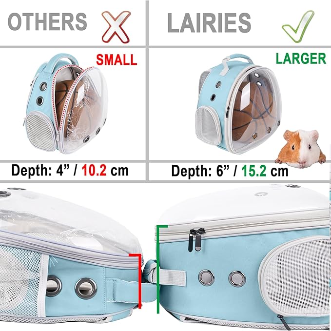 Portable Guinea Pig Backpack with Small Bag Harness and Leash Set, Space Capsule Bubble Pet Carrier Cage Travel for Rabbit, Bearded Dragon, Sugar Glider (Blue, Backpack)