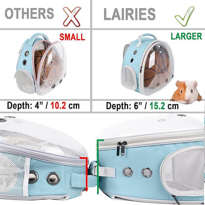 Portable Guinea Pig Backpack with Small Bag Harness and Leash Set, Space Capsule Bubble Pet Carrier Cage Travel for Rabbit, Bearded Dragon, Sugar Glider (Blue, Backpack)